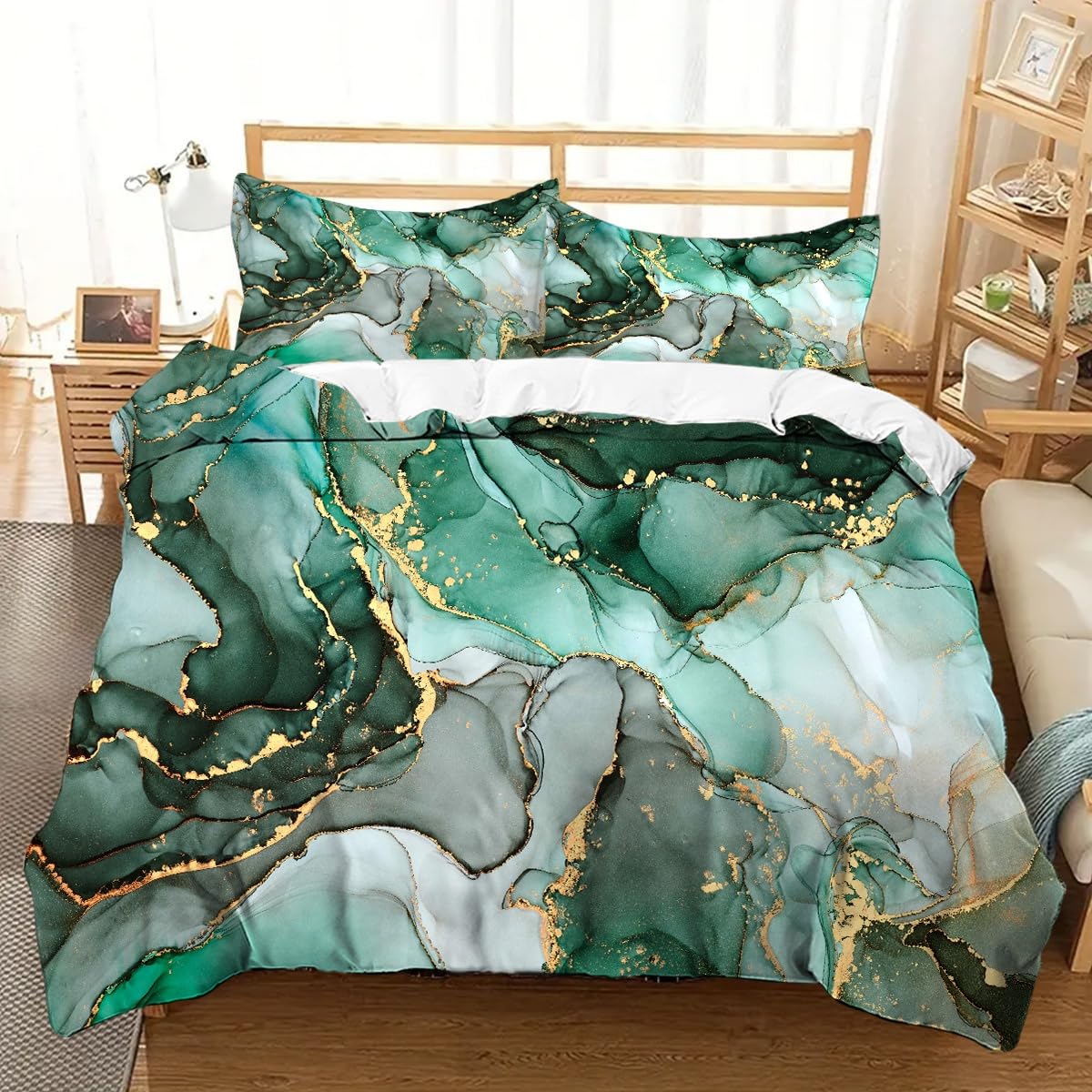 Housse de couette 140x200 aquarelle verte pour transformer votre chambre en oasis de détente