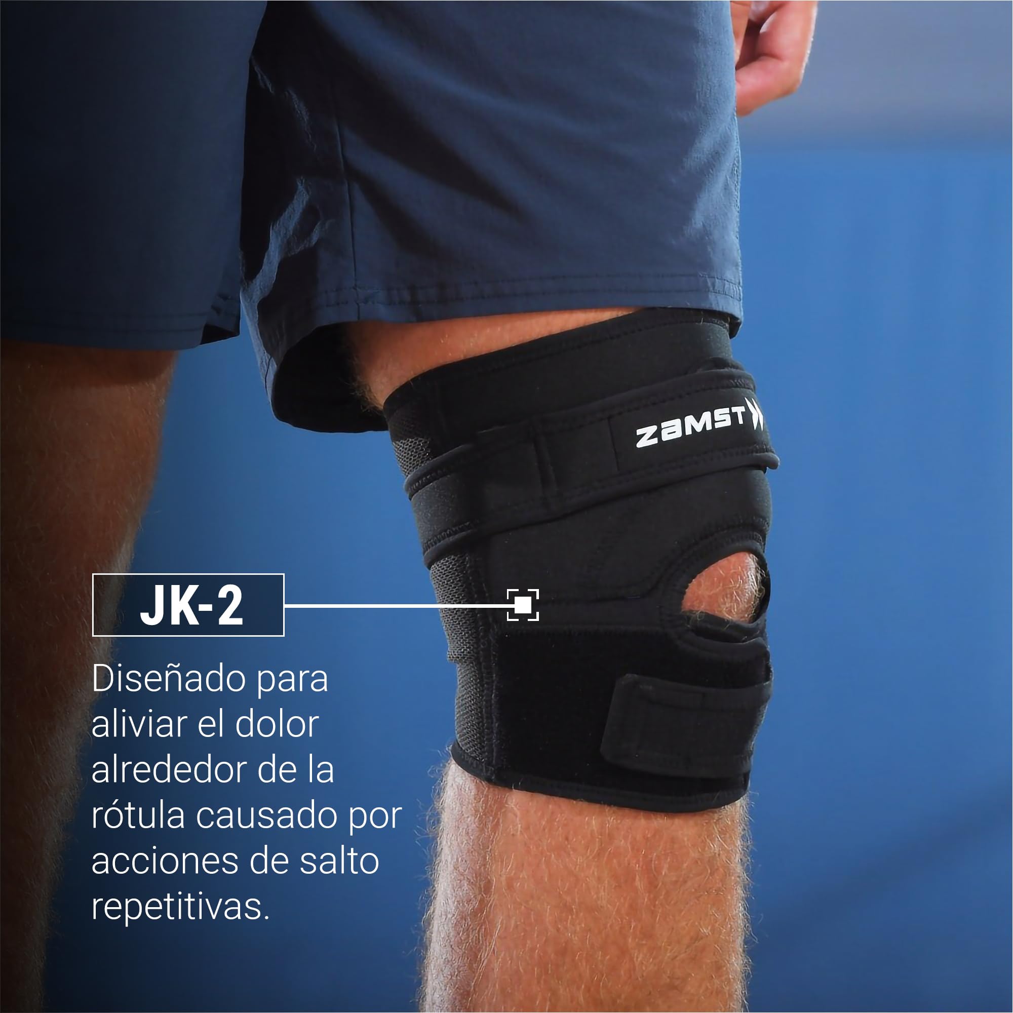 Zamst JK-2 Rodillera Deportiva para Saltadores - Rodillera de Compresión para Hombres y Mujeres con Almohadilla de Presión para Aliviar el Dolor y dar Soporte Debajo de la Rótula - XL