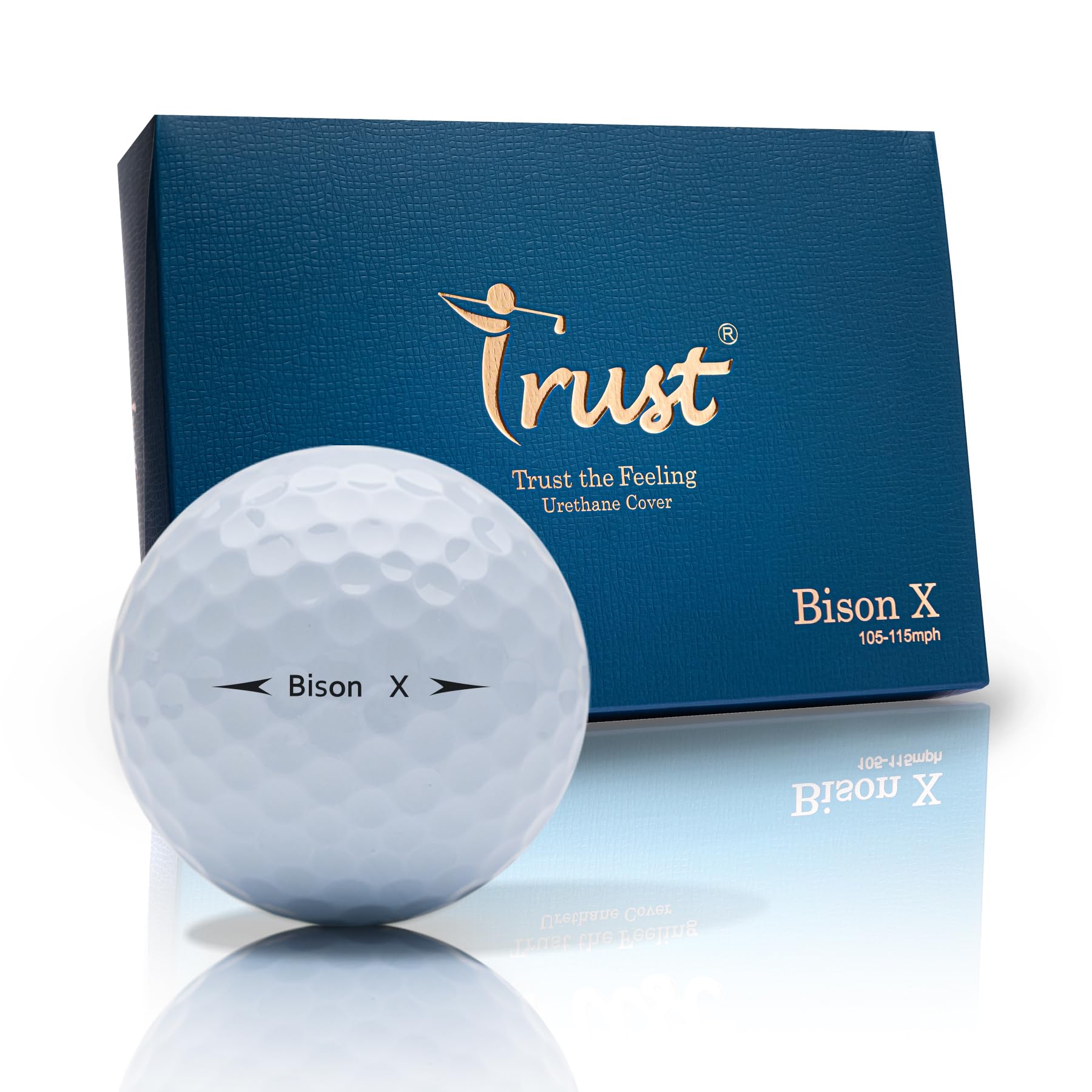 Trust Golfbälle Bison Serie – 3-teilig mit Urethan-Schale & reaktivem Kern, für Weite und gerade Schläge mit präzisem Stopp, kombiniert Länge & Kontrolle, Packung mit 12 oder 48 Bällen