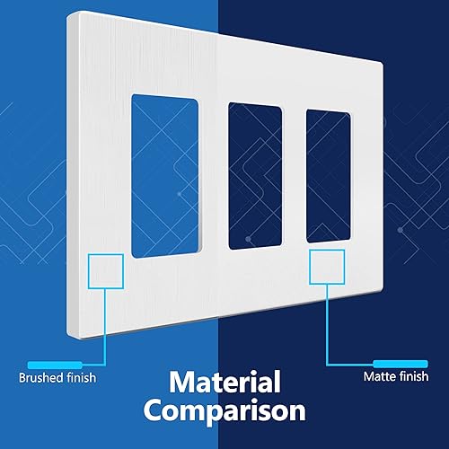 Miniatura 636 de LIDER - Cubierta decorativa de interruptor doble con acabado mate, placa de pared sin tornillos, tamaño mediano, 2 bandas, 4.88 x 4.92 pulgadas