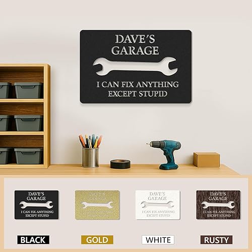 Miniatura 7 de Letreros de garaje personalizados para hombres, letrero de taller de papás, letrero personalizado de metal para exteriores, decoración de cueva de