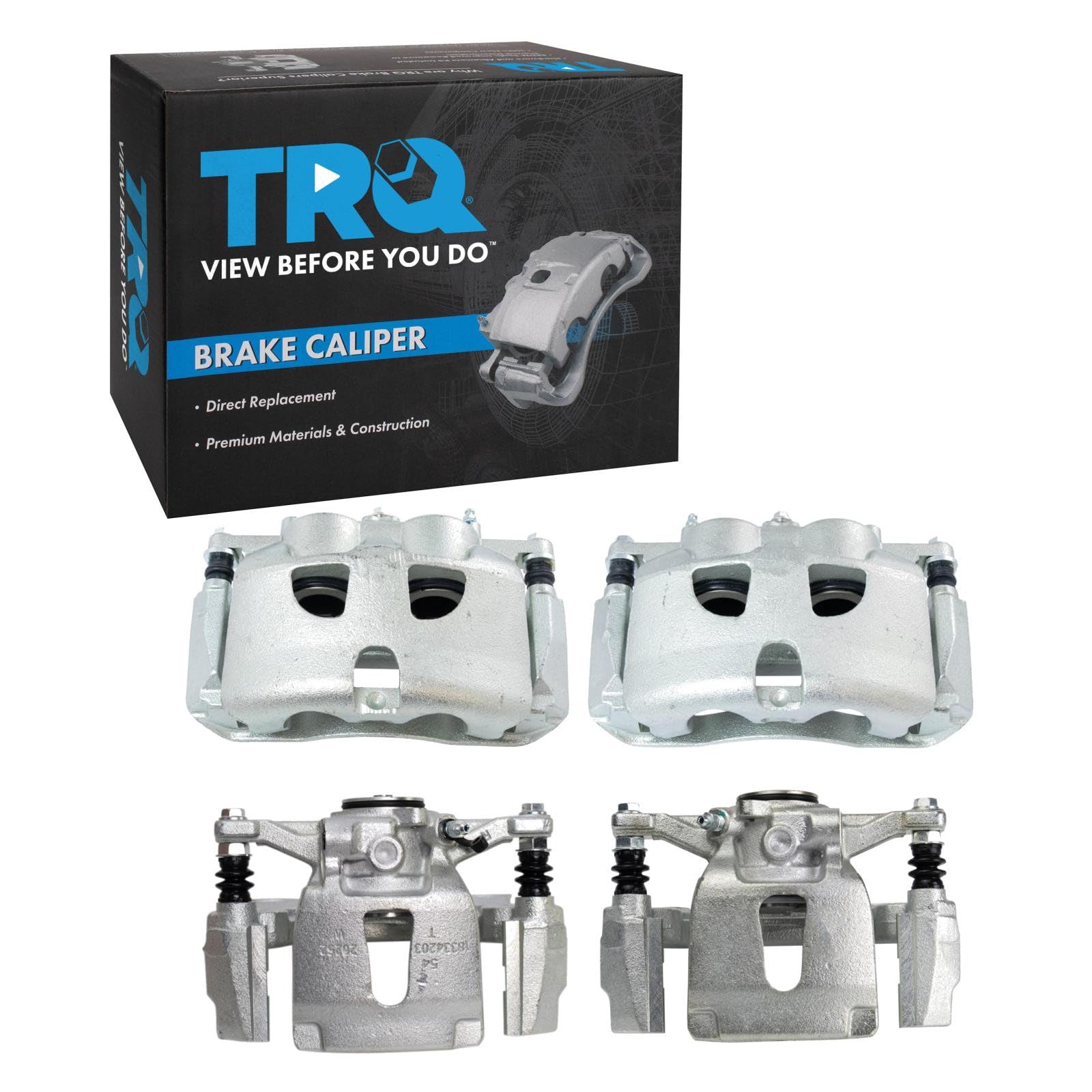 TRQ Front and Rear Brake Caliper Set Zinc Coated Brackets Compatible with 2015-2018 Ford F 150