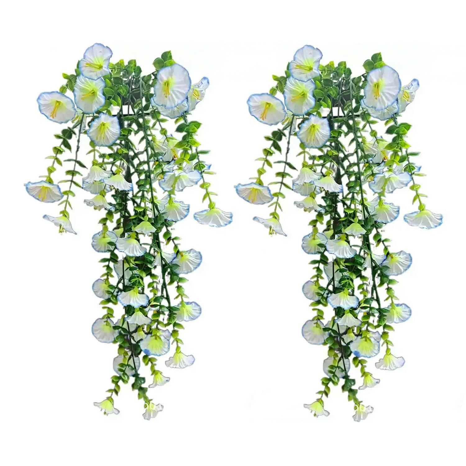 Photo 1 of 2 Pack Artificial Hanging Flowers, Morning Glory Resistant Fake Vines for Outdoor Patio, Porch, and Home Decor, Red, 29.5 Inches