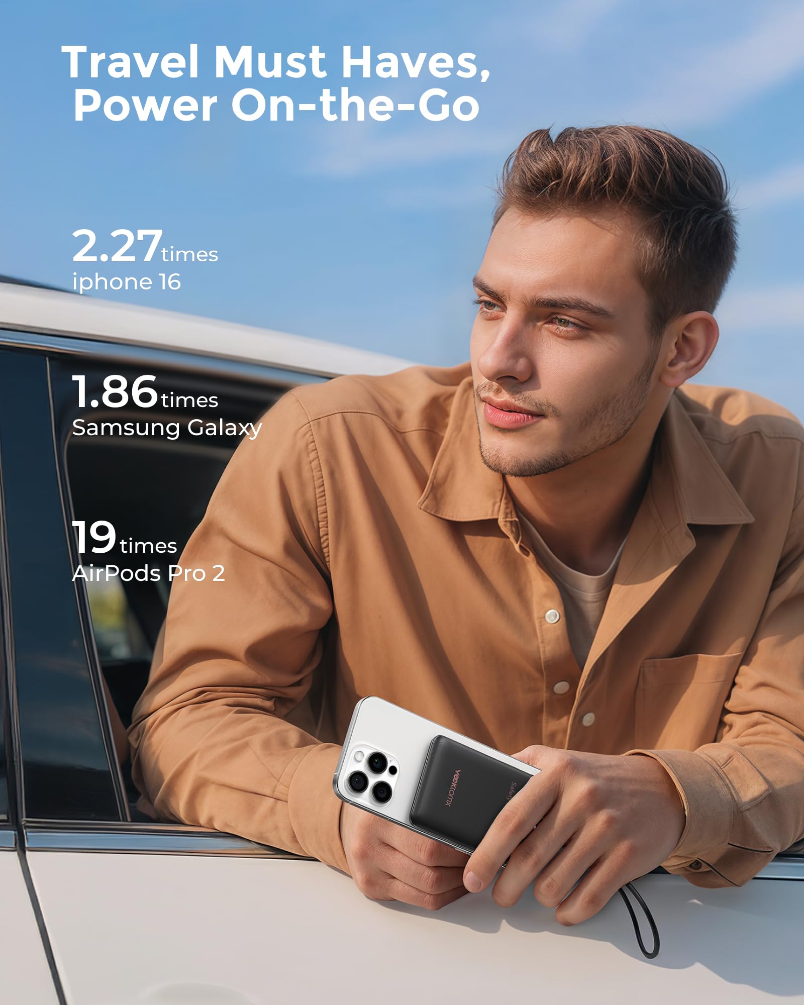 VEEKTOMX Mini Power Bank 10000mAh Mały Power Bank 22.5W Quick Charge, PD 3.0 Szybkie Ładowanie Zewnętrzne Bateria, Podwójne Wyjście Ultra Kompaktowa Ładowarka Kompatybilna iPhone 14/Sumsang s22/Xiaomi