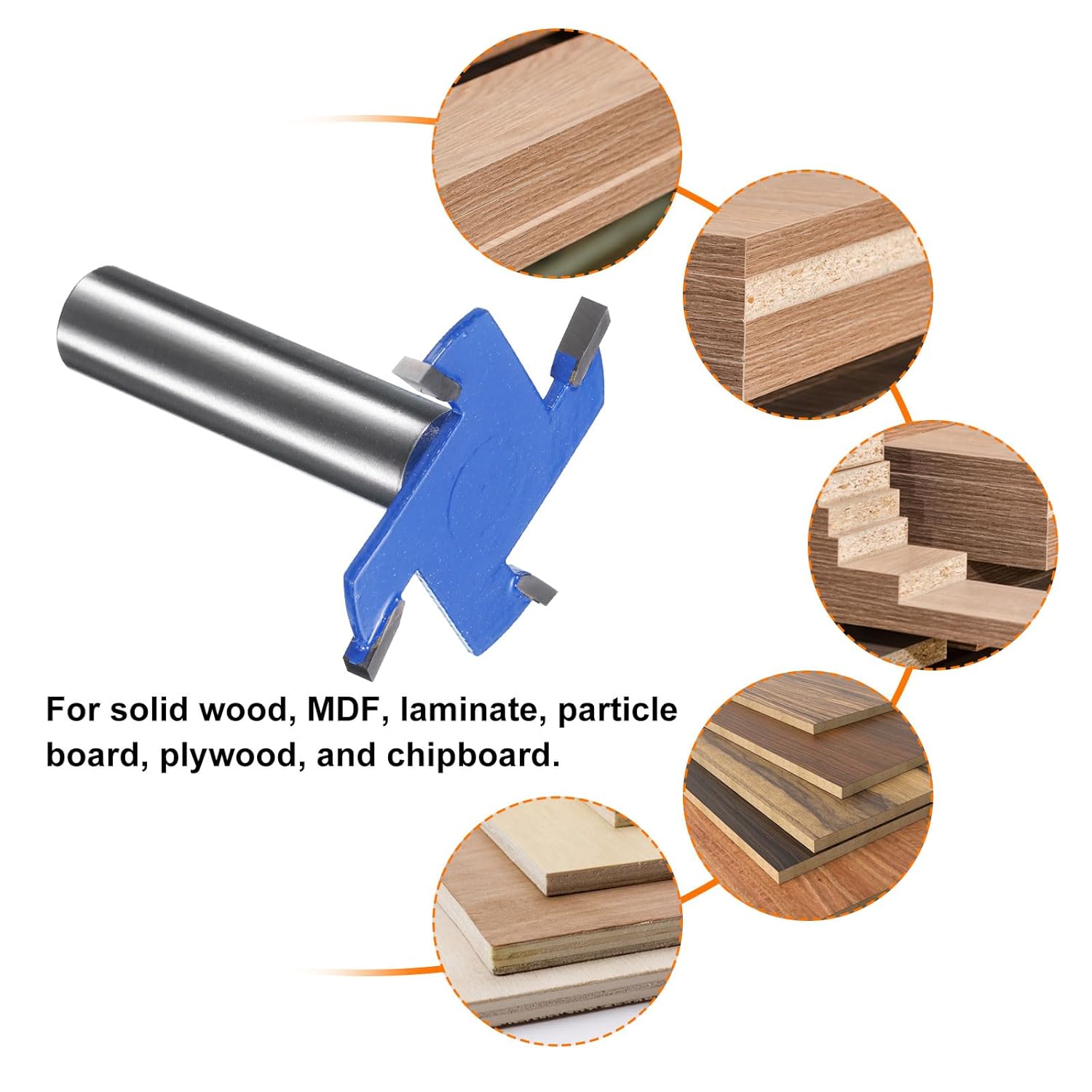 HARFINGTON T Slot Cutter Rabbet Router Bit 15/32" (12mm) Shank 1-25/32" (45mm) x 1/8" (3mm) 4 Wing Carbide Slotting Cutter Rabbeting Slab Flattening Router Bits for Wood