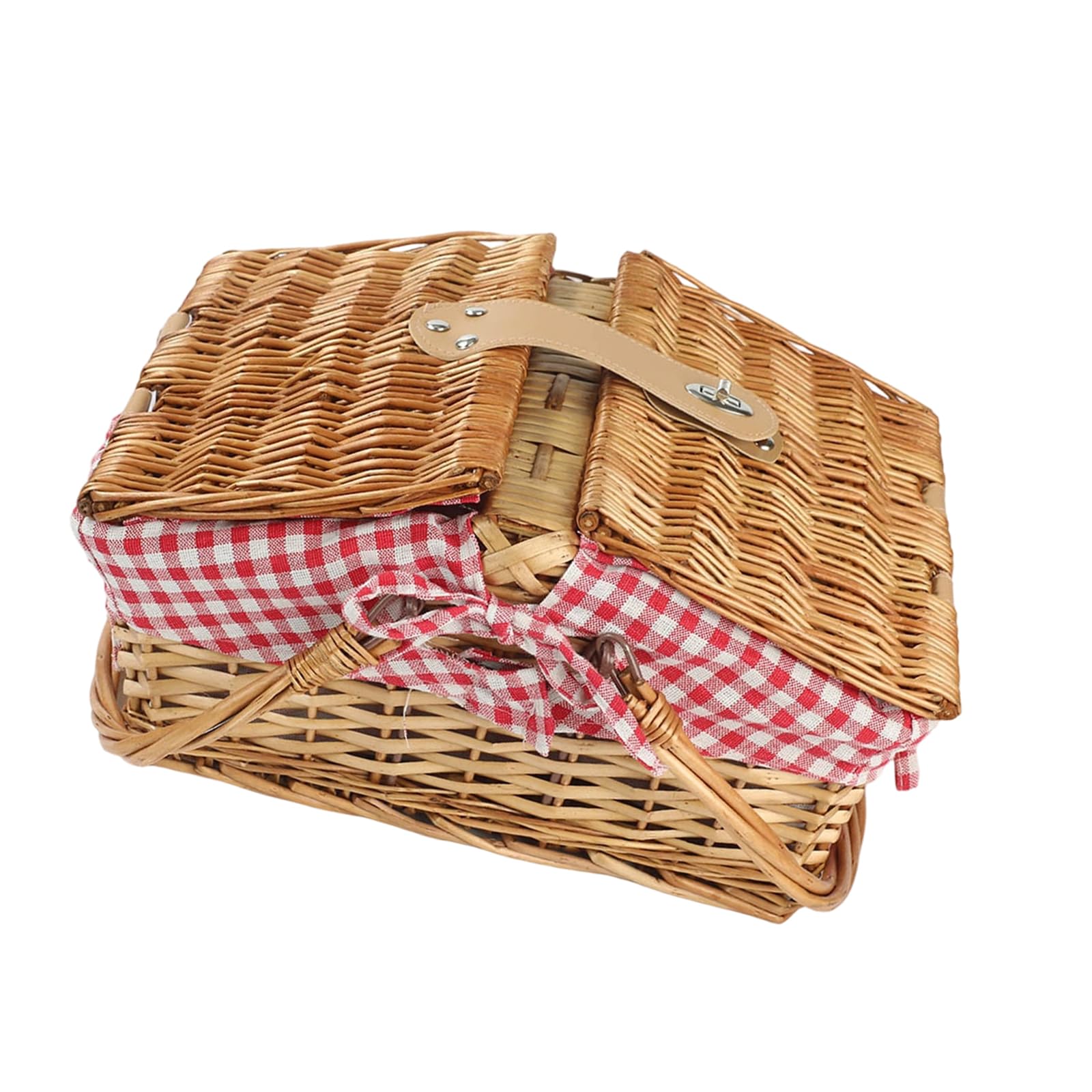 carotoe Stylish Wicker Hamper with Cover Ideal for Picnic Supplies Clothes Towels and Household Items Handwoven Sallow Storage Basket