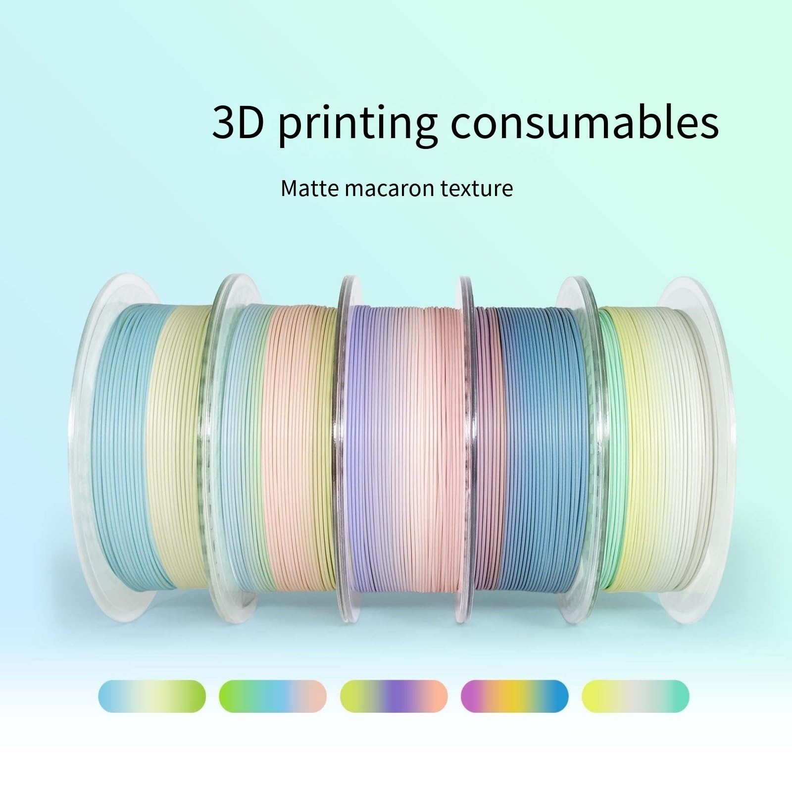 Filamento de impresión 3D PLA con degradado arcoíris mate 1 kg,75 mm filamento de impresión 3D(Rainbow Green+Blue+Pink)