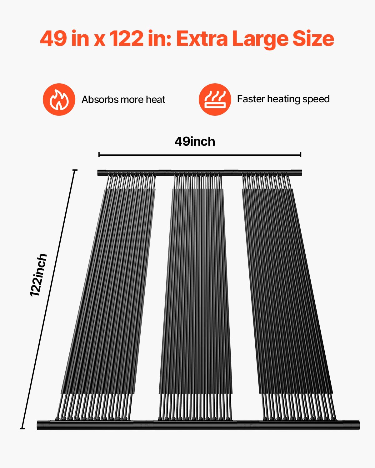 VEVOR Calentador Solar para Piscinas Sistema de Calefacción para Piscina de HDPE Panel Solar Universal Aumenta la Temperatura del Agua para Piscinas Elevadas y Enterradas 4 Piezas 1235 x 3100 mm