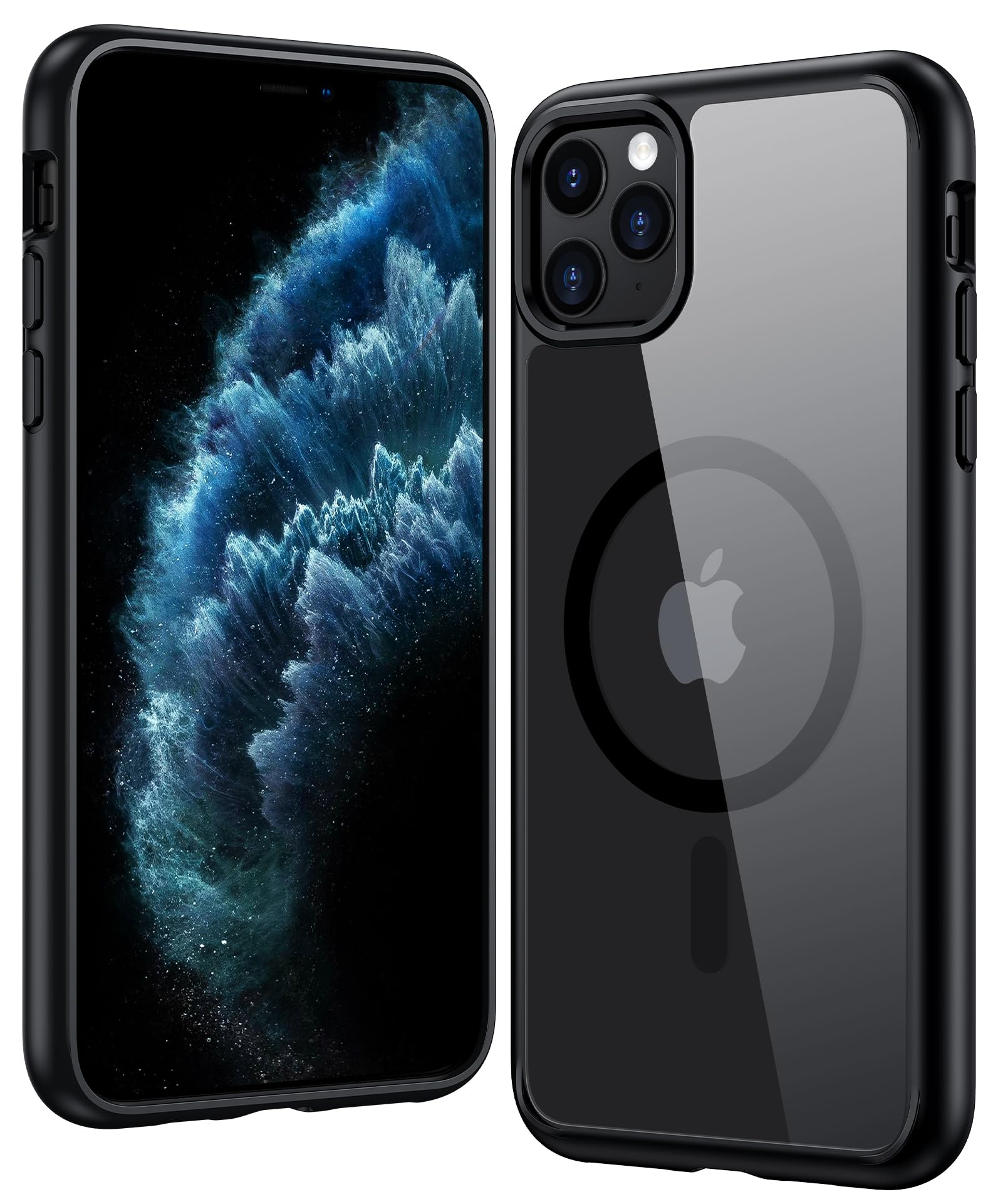 FNTCASE for iPhone 11 Pro-Max Case: Clear Magnetic Phone Cases Compatible with Magsafe Slim Anti Yellowing Military Grade Drop Protection Rugged Protective Transparent Cell Phone Cover (B-Black) | Anti Yellowing, Magnetic, Military Grade, Drop Protection, Rugged Protective, Transparent Cell Phone Cover