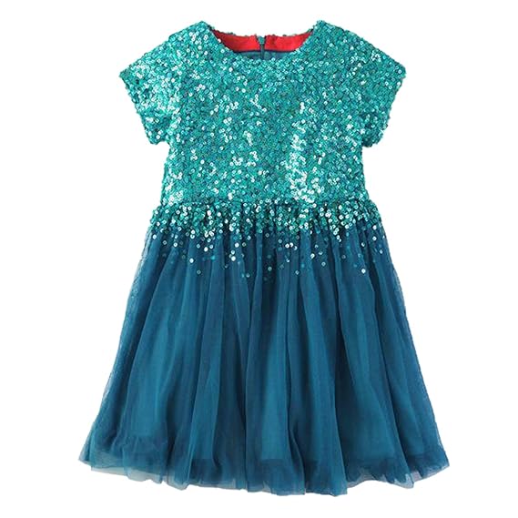 Cherry Crumble California Kids Round Neck A-Line Knee Length Sequins Party Dress