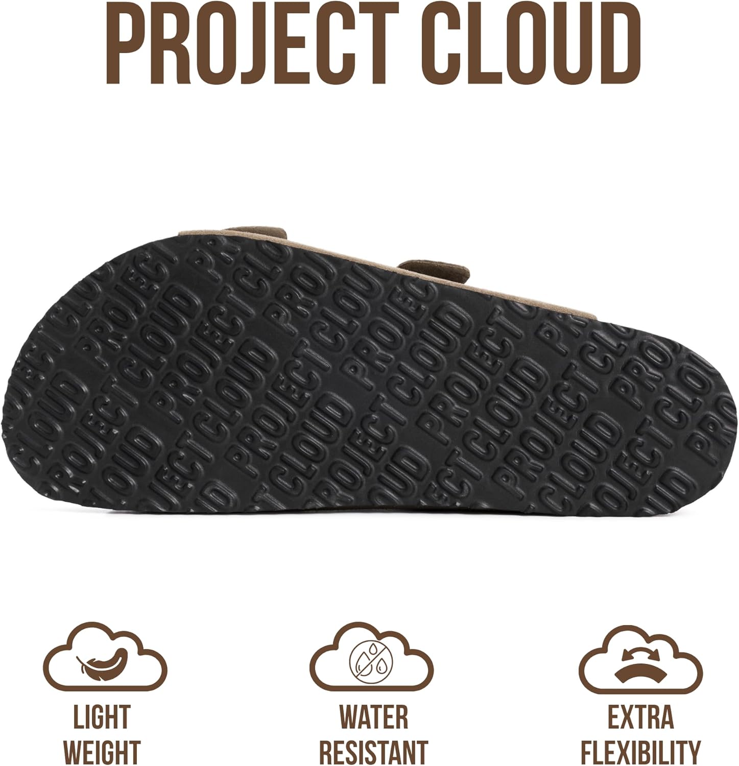 Project Cloud 100% Genuine Leather Mens Sandals - Memory Foam Insole & Cork Footbed Slides for Men Footwear - Non-Slip Summer Sandals for Men & Lightweight Mens Slides (Heritage)