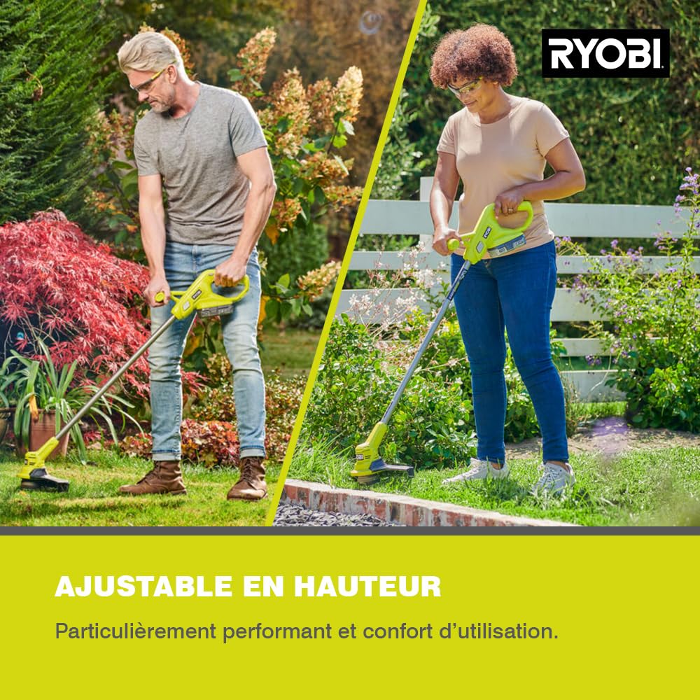 Ryobi Podkaszarka Akumulatorowa 18V, RY18LT23A-115, Szerokość Koszenia 23 cm, Automatyczne Wysuwanie Szpuli, Zestaw Zawiera Akumulator 1.5 Ah i Ładowarkę