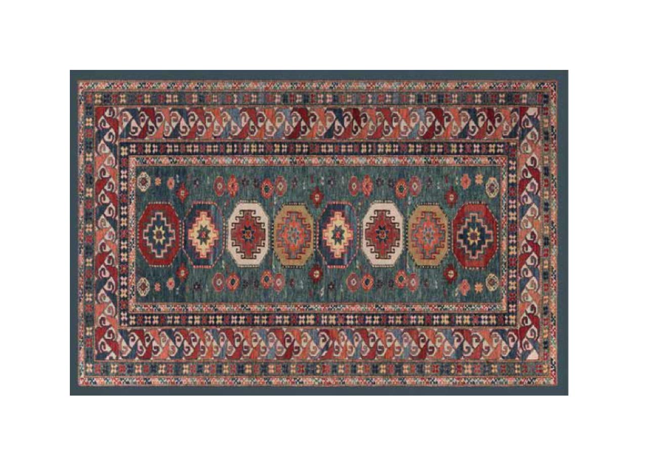 Tapis antidérapant en impression numérique, ligne émotions d'Orient D. Mossul Rouge 104 x 154 cm