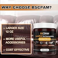 Vista 6 de Bálsamo recolorante de cuero marrón medio, restaurador de color de cuero de 12 oz para sofás, kit de reparación de cuero para muebles, tinte