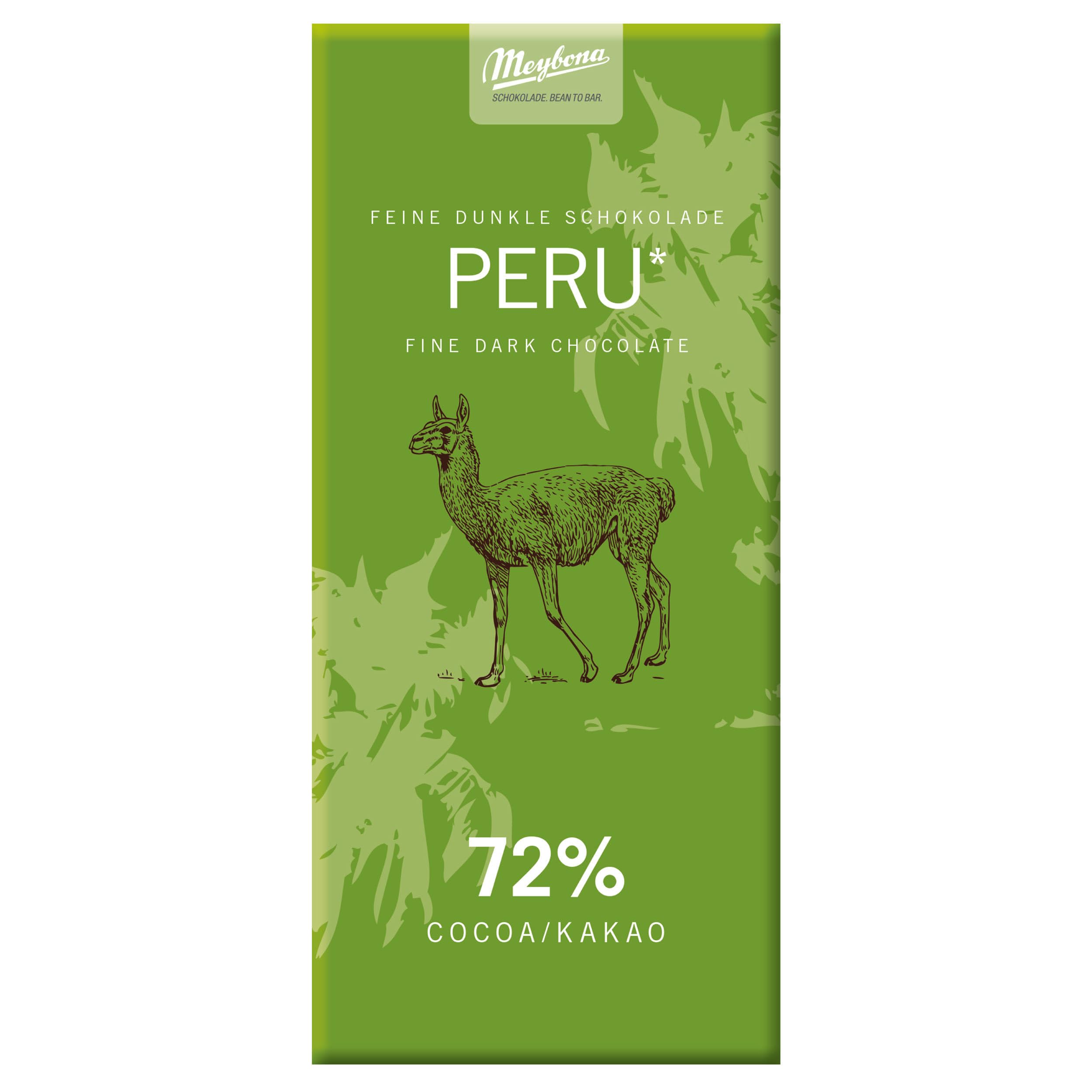 Meybona Urspungs-Schokolade Zartbitter | Peru | 72% Kakao | 10x100g | Schokoladentafel, ausgewählte Edelkakaobohnen, 72% Kakao, Bean-to-Bar, Single Origin Edel-Schokoladen