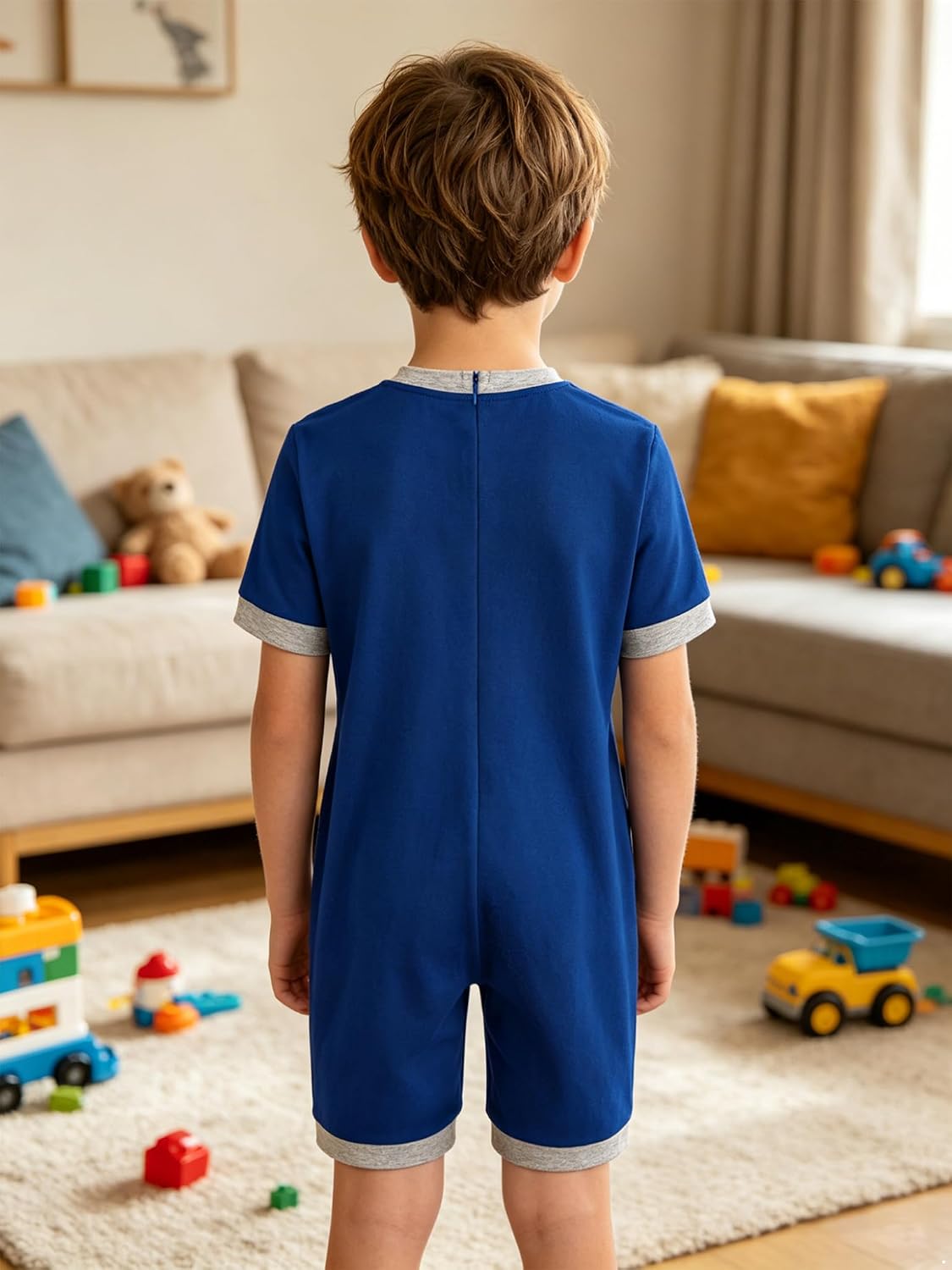 3-Pack Special Needs Adaptive Clothes Set for Boys Girls Short Sleeve Back Zipper Anti-Strip Autism Sensory Jumpsuit Royal Blue 14 Years