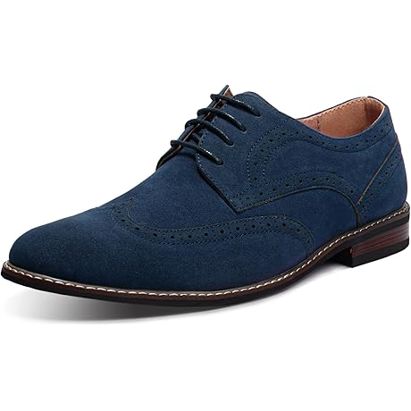 All Occasions, Suede Dress Shoes for Men with Waterproof Latex Insole and Lace-Up Wingtips