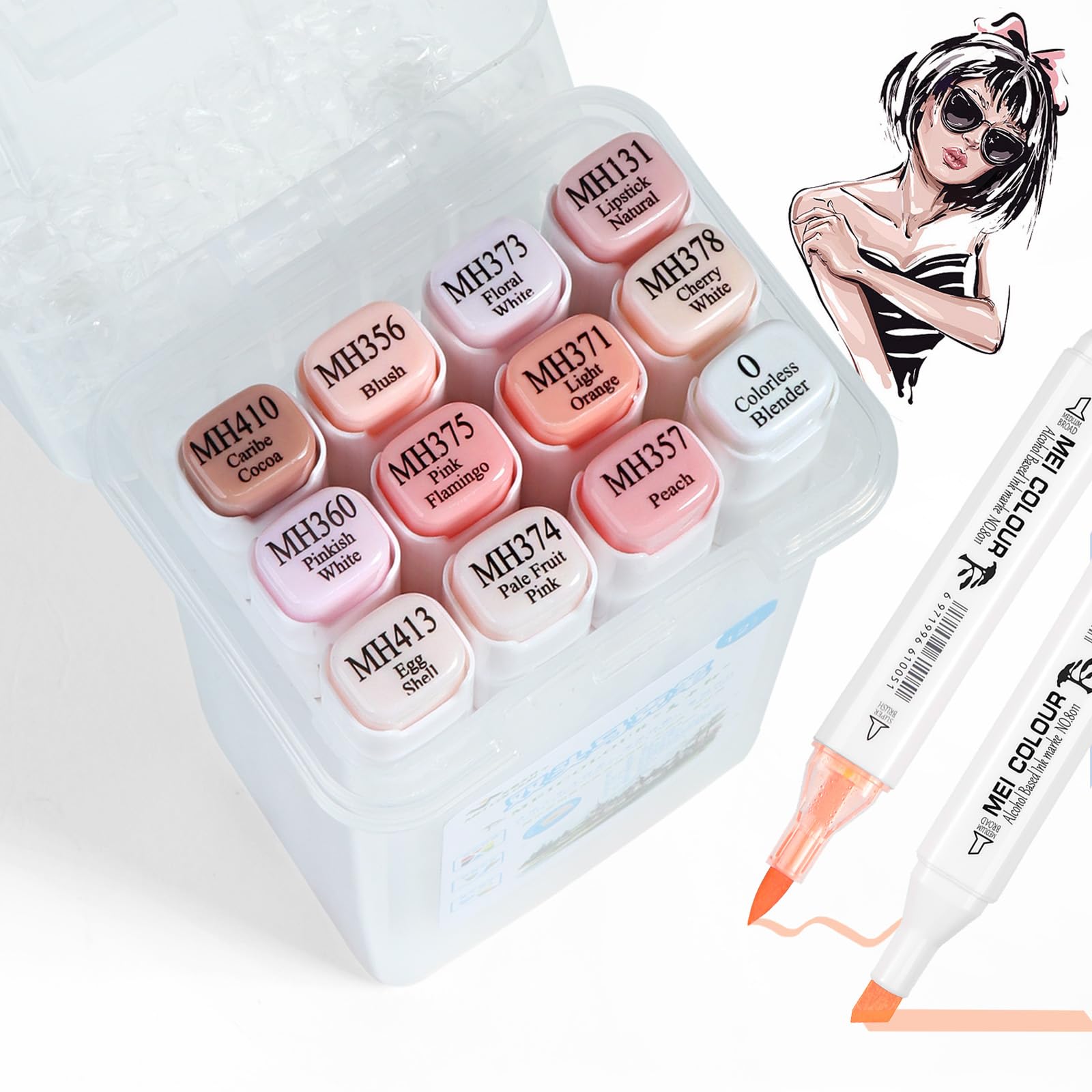 Amazon.com: MEI COLOUR 12 Color Skin Tone Pastel Alcohol Markers