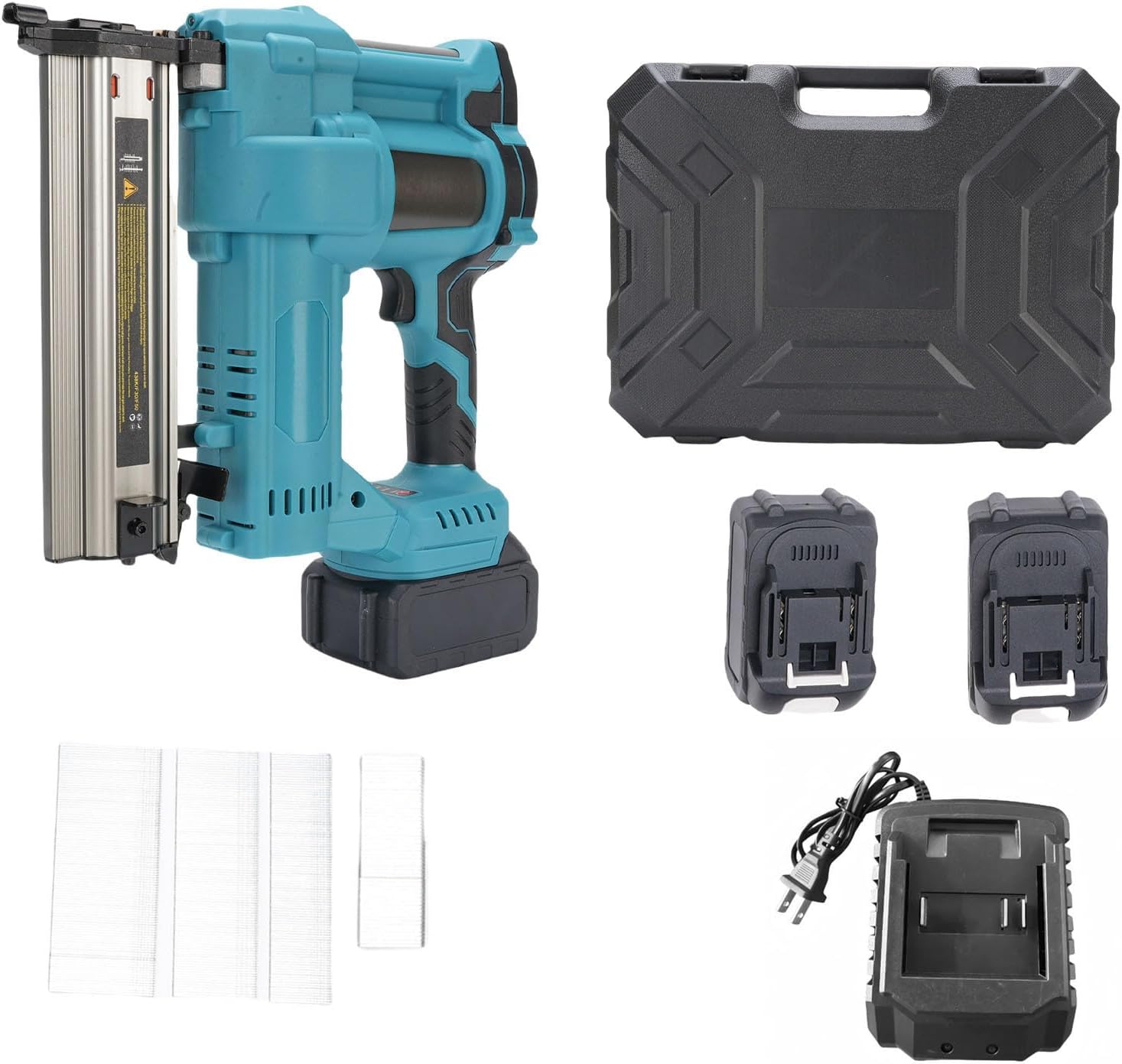 Cordless Brad Nailer Electric Staple Gun 2 in 1 Tool with 5000mAh Battery for Woodworking Flooring Roofing Framing (US Plug)