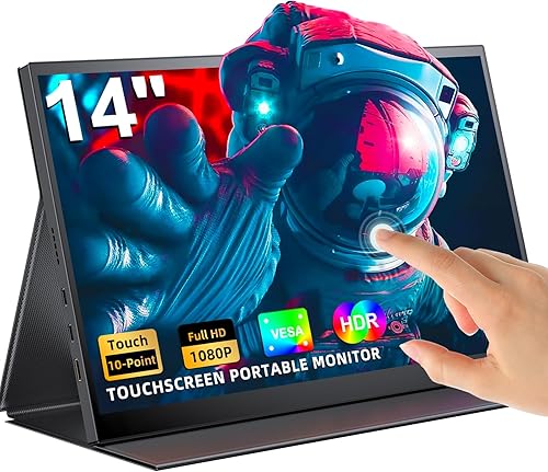 Miniatura 2 de Newsoul Pantalla táctil de monitor portátil de 14 '' con soporte de monitor portátil plegable ajustable