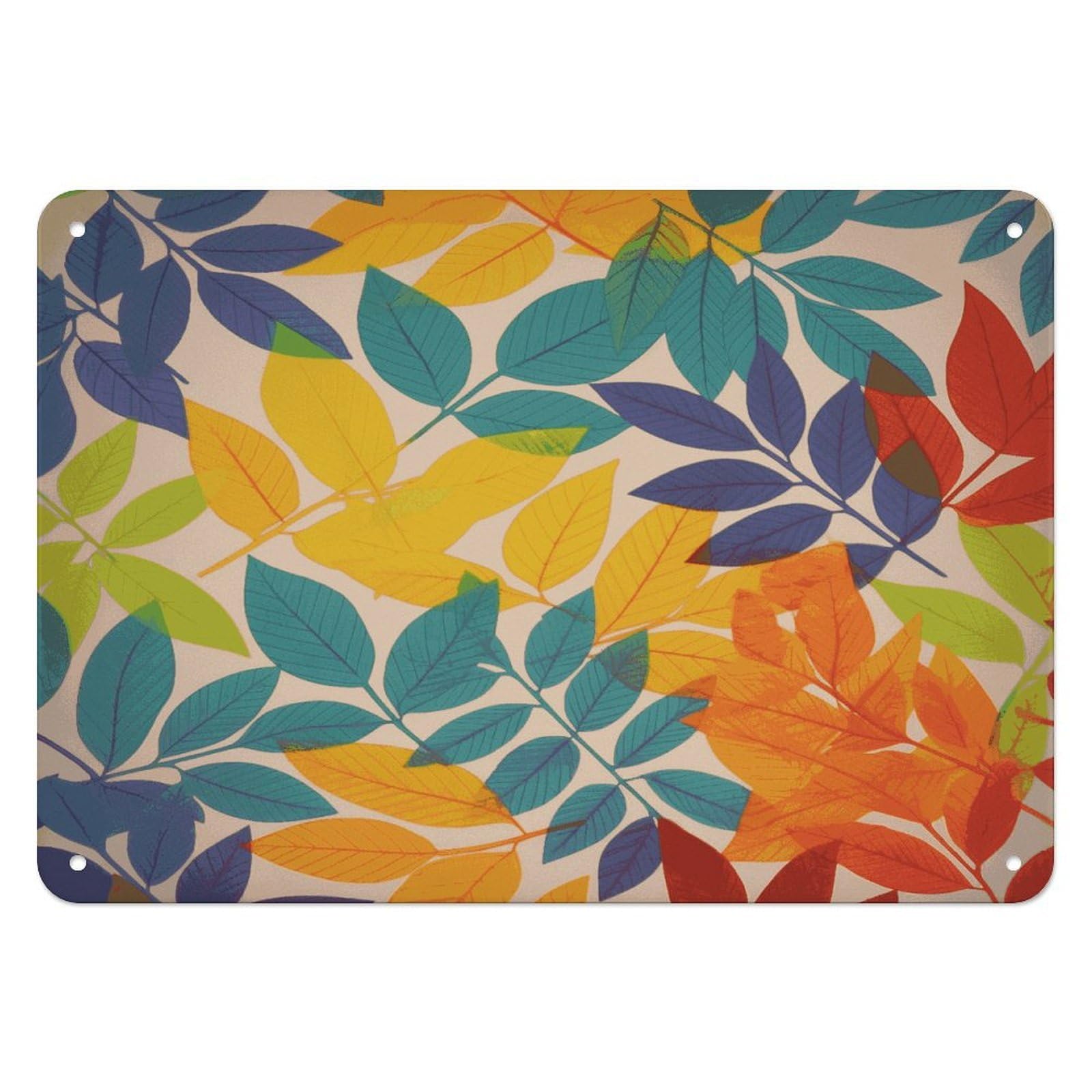 Fekiloot Style Multicolor Leaves Wall Decor Iron Painting Metal Sign