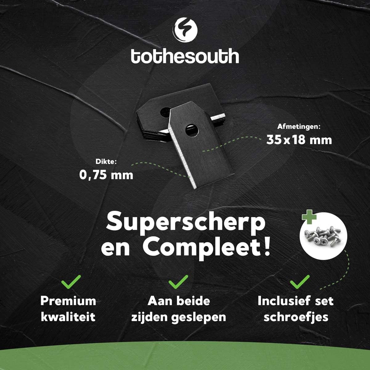 90x To the South® Robot cortacésped Cuchillas Black Coated (Limited Edition) adecuadas para Powerworks - 90 unidades