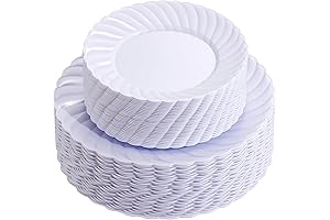 U-QE White Scalloped Plates
