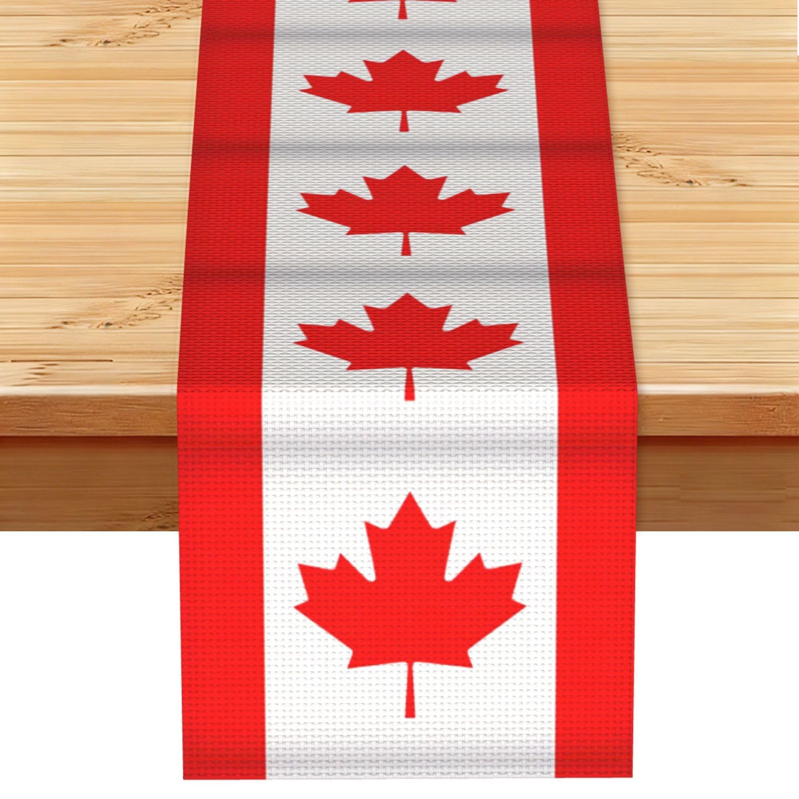 Canadian flag Printed Table Runner 13 x 72, Wrinkle Resistant Decor for Dining Table Coffee Table Fireplace