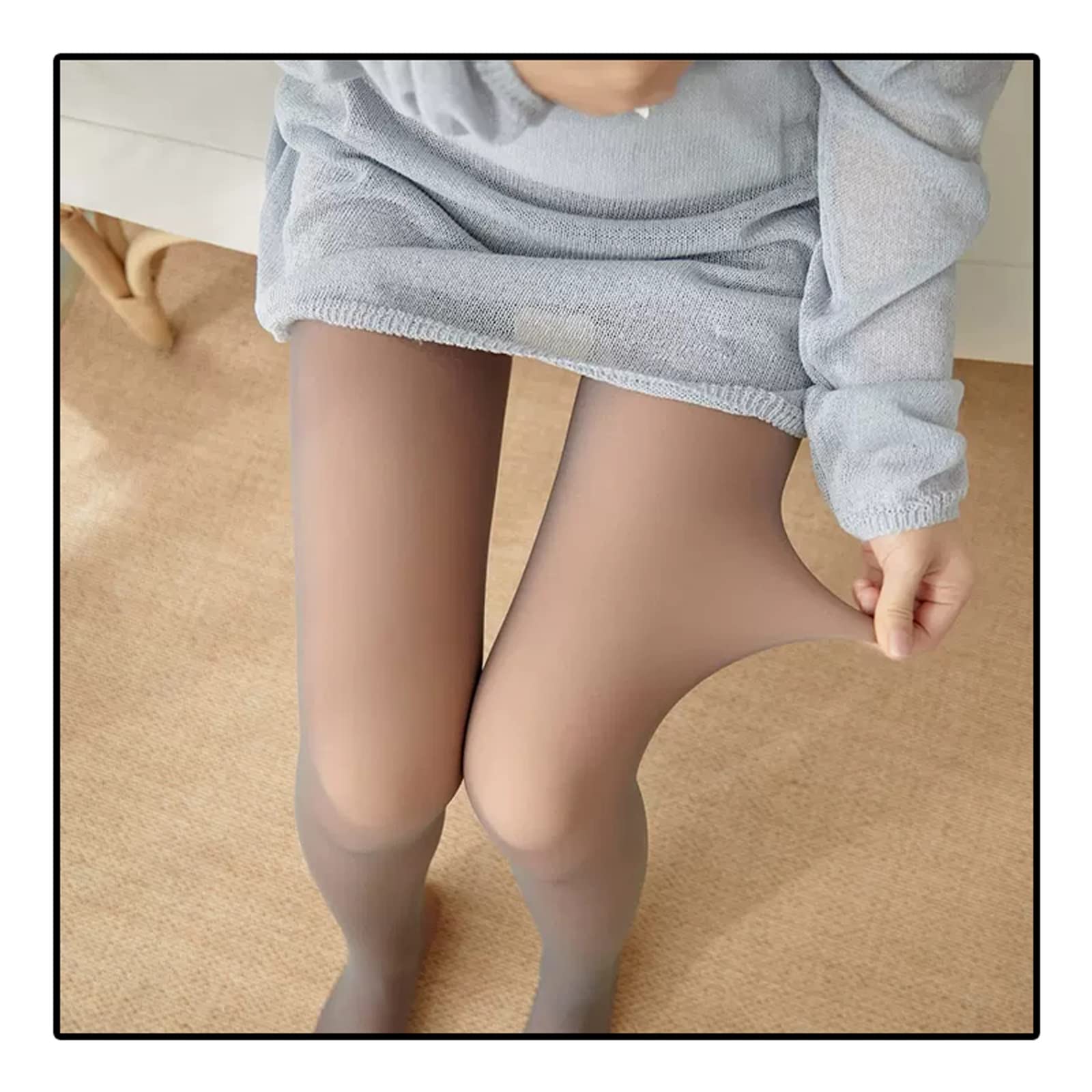 Collant Foderati in Pile da Donna, Leggings Termici Finti Traslucidi, Collant da Donna Collant a Vita Alta, Confezione da 2 (Color : Coffee Color, Size : 220G) (Coffee Color 38F)