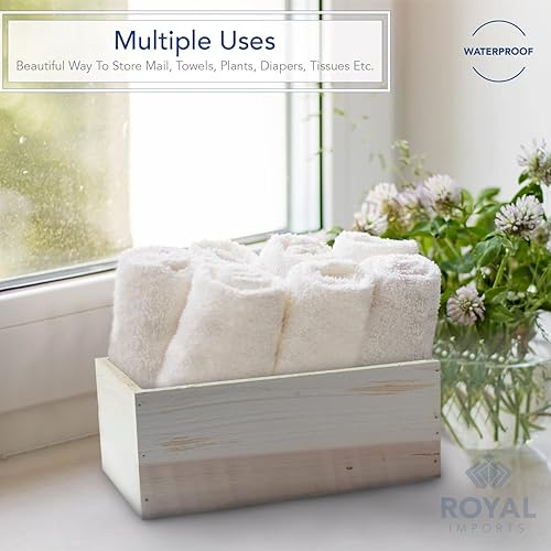 Vista 30 de Royal Imports Maceta de madera para flores, florero decorativo de madera con forro de plástico, cesta de almacenamiento de papel higiénico para caja