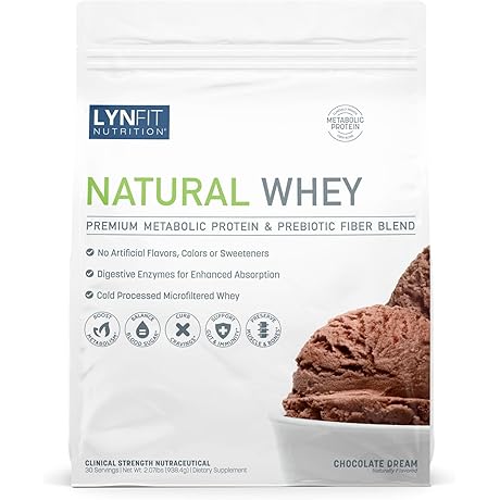 LynFit Nutrition Natural Whey Protein Powder with Prebiotic Fiber | Chocolate Dream