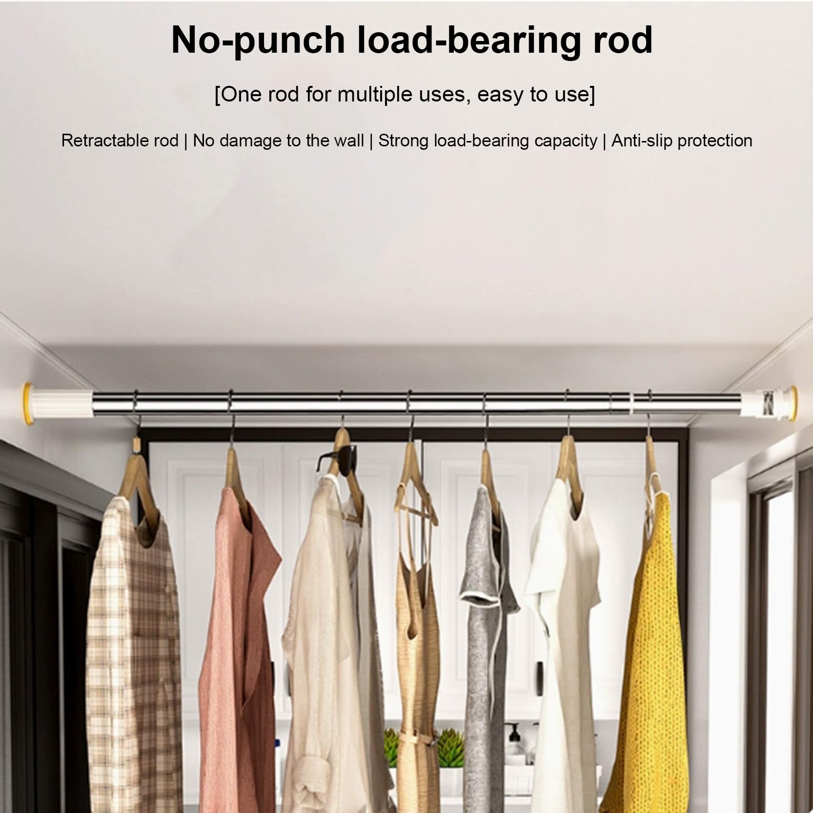 Gardinenstange Ohne Bohren, Verstellbare Vorhangstange, Spannstangen für Vorhänge Ausziehbar, Fenstervorhangstangen für Badezimmer Wohnzimmer, Raumteiler-Duschvorhangstange(Size:130-240cm)