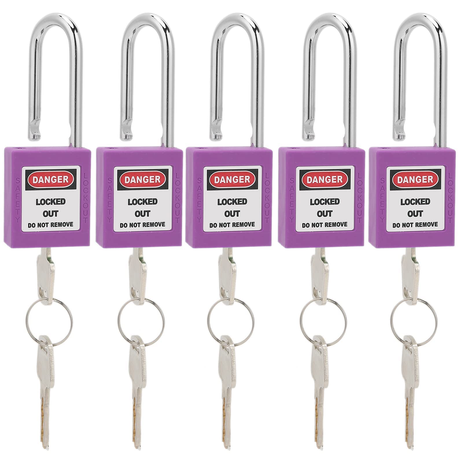 Safety Lockout Padlock, 5Sets 38Mm Lockout Tagout Padlock AntiâSkid Padlock Steel Beam Insulated Lock With 10 Keys Writable Label For Machine 9028768918666
