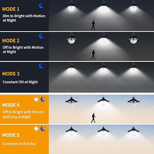 Miniatura 5 de Auzev Luz solar colgante para interiores y exteriores, funciona con energía solar con 2 sensores de movimiento, lámpara colgante solar impermeable