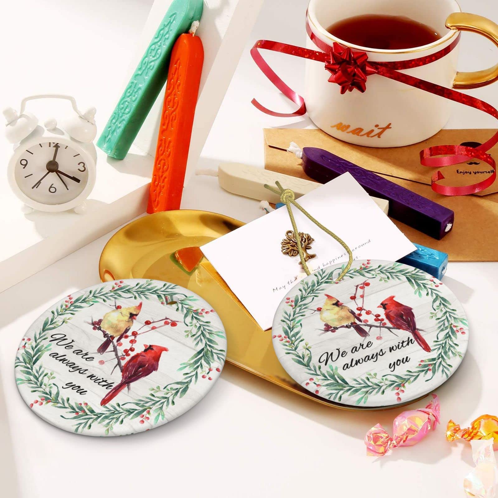 Once by My Side Forever in My Heart - Cardinal Christmas Ornaments - Tree Hanging Gifts, In Memory of Loved Ones