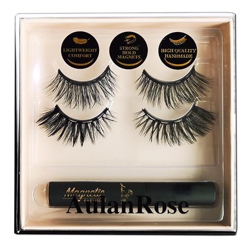 AulanRose Pestañas magnéticas, encantadoras pestañas magnéticas de ojo de gato, aspecto natural, reutilizables, 60 usos, pestañas de visón