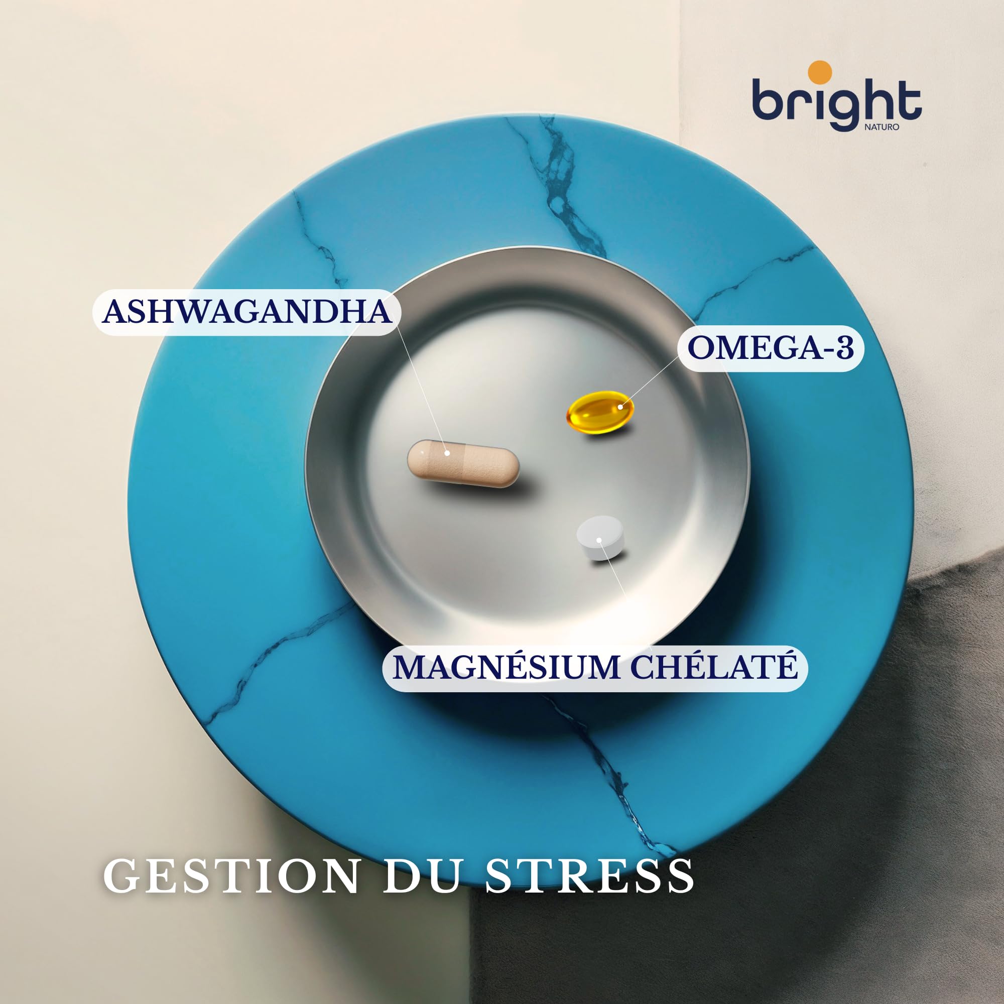 Omega 3 TG, Magnésium, Ashwagandha - SmartAbsorb™ | pour la fonction cérébrale, le système nerveux et le sommeil | 28 sachets quotidiens