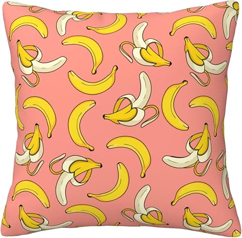 Gebski Fundas de almohada de 18 x 18 pulgadas, color coral plátano, almohadas para sofá, exteriores, fundas de almohada decorativas para cama
