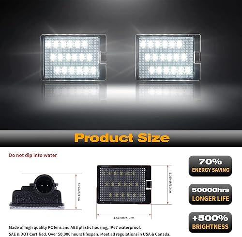 Miniatura 7 de POPMOTORZ 2 piezas de luz LED para placa de matrícula, montaje de luz trasera para camioneta Dodge Durango 2014-2022, color blanco