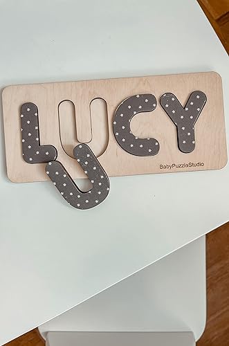 Miniatura 3 de Baby Puzzle Name with Custom Design Personalized Nursery sign Wooden Decor Toddler gift idea for girls and boys