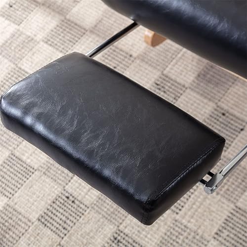 Miniatura 6 de Mecedora con reposapiés, basculante tapizado de poliuretano con almohada de cintura, respaldo alto, silla de ocio con reposacabezas suave y patas de