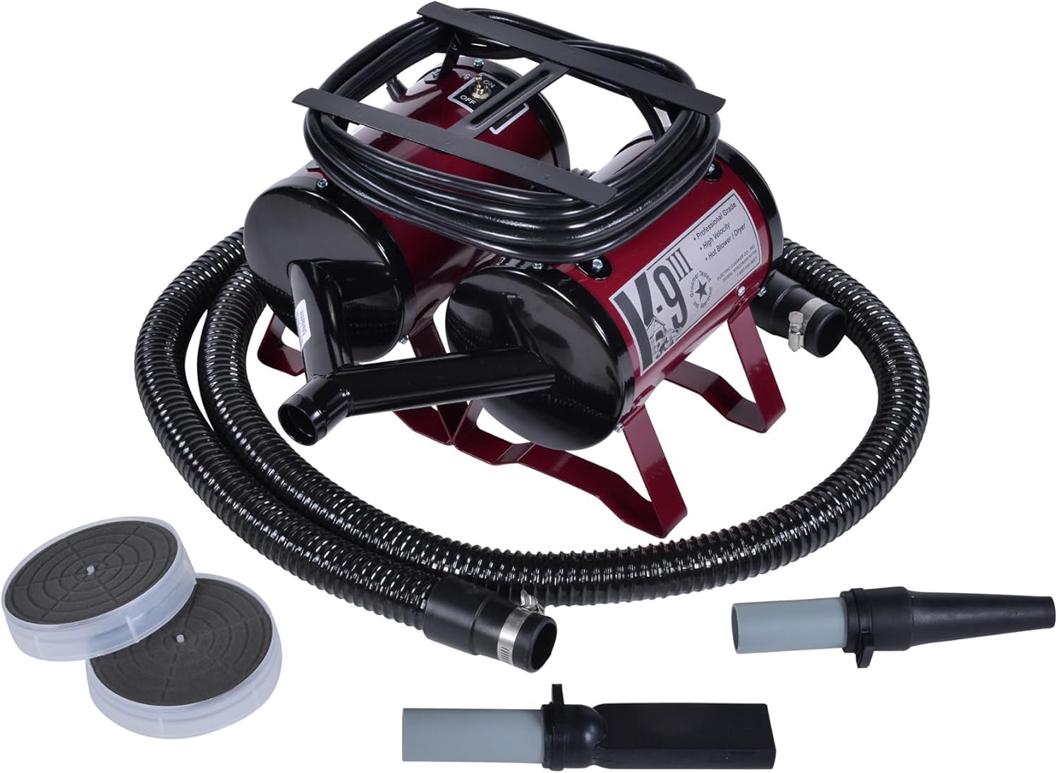 Electric Cleaner Company K9 III Dog Blow Dryer - High Power Grooming Dryer, Heavy Duty, 10' Hose, Deshedding, Orange