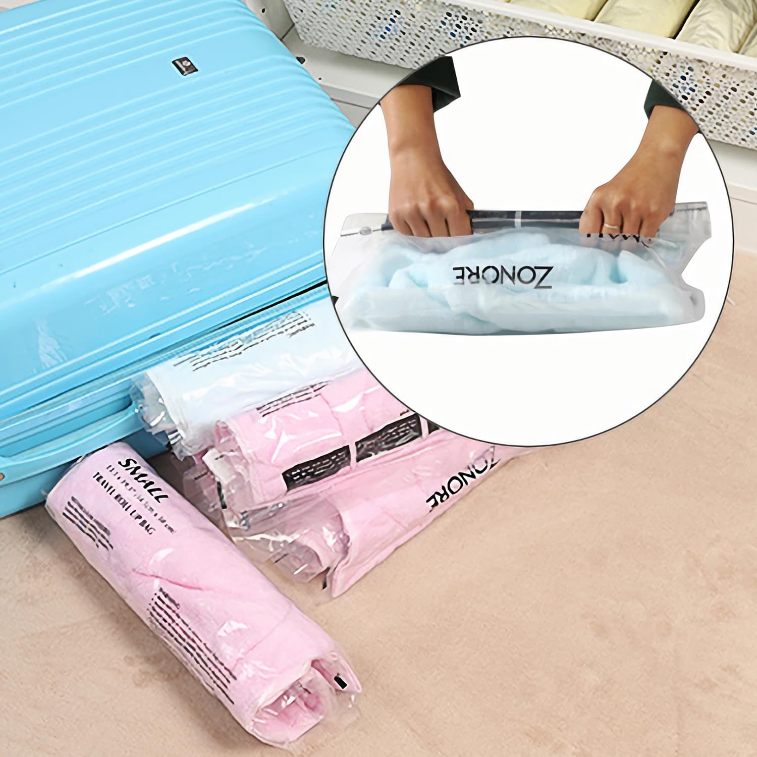 KellDis Sacchetti Sottovuoto Per Vestiti - Set Da 12 Bustine Salvaspazio, Riutilizzabili, Senza Pompa - Foto 3