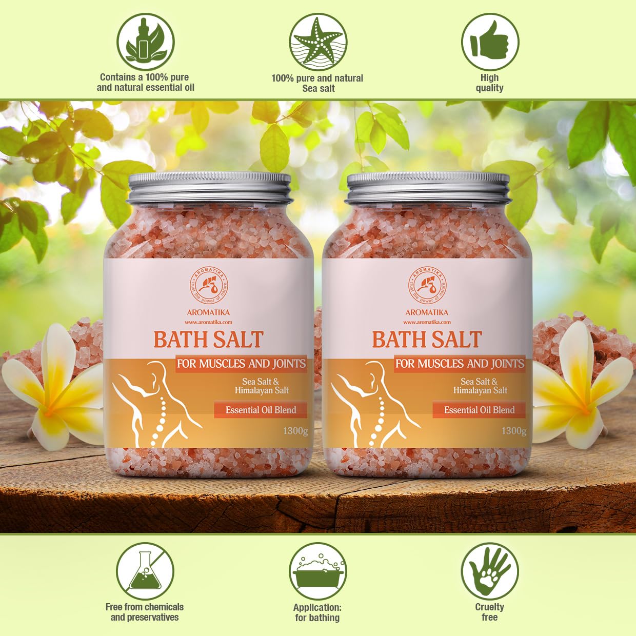 Sale Marino Set Muscolare & Articolare 2х1300g - Oli Essenziali Lavanda & Salvia & Rosmarino - 100% Naturali - Lenisce i Muscoli - Cura del Corpo - Bellezza - Relax - Aromaterapia