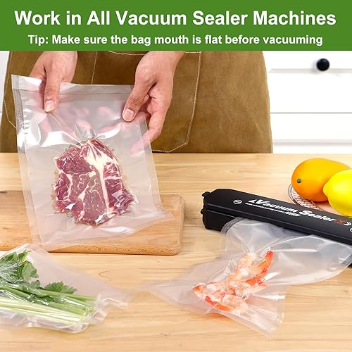 Miniatura 5 de Moretoes 200 bolsas selladoras al vacío, 100 cuartos de galón de 8 x 12 pulgadas y 100 pintas de 6 x 10 pulgadas, sin BPA, bolsas de comida