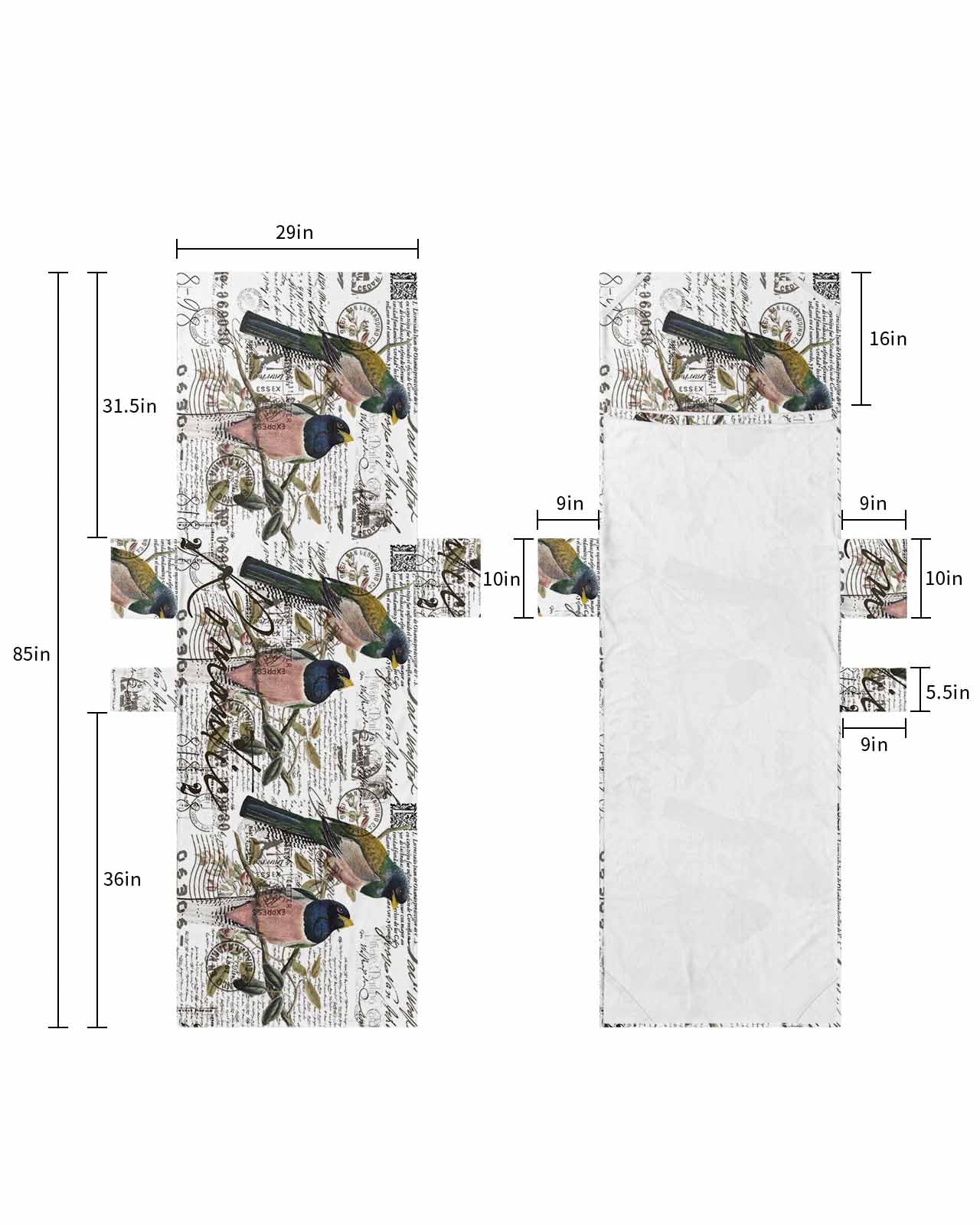 Old Newspaper Beach Lounge Chair Towel Cover, Soft Chaise Lounge Towel with Side Pockets Patio Pool Chairs Cover for Beach/Pool Sunbathing 29x85 Animal Birds Antique English Newsprint