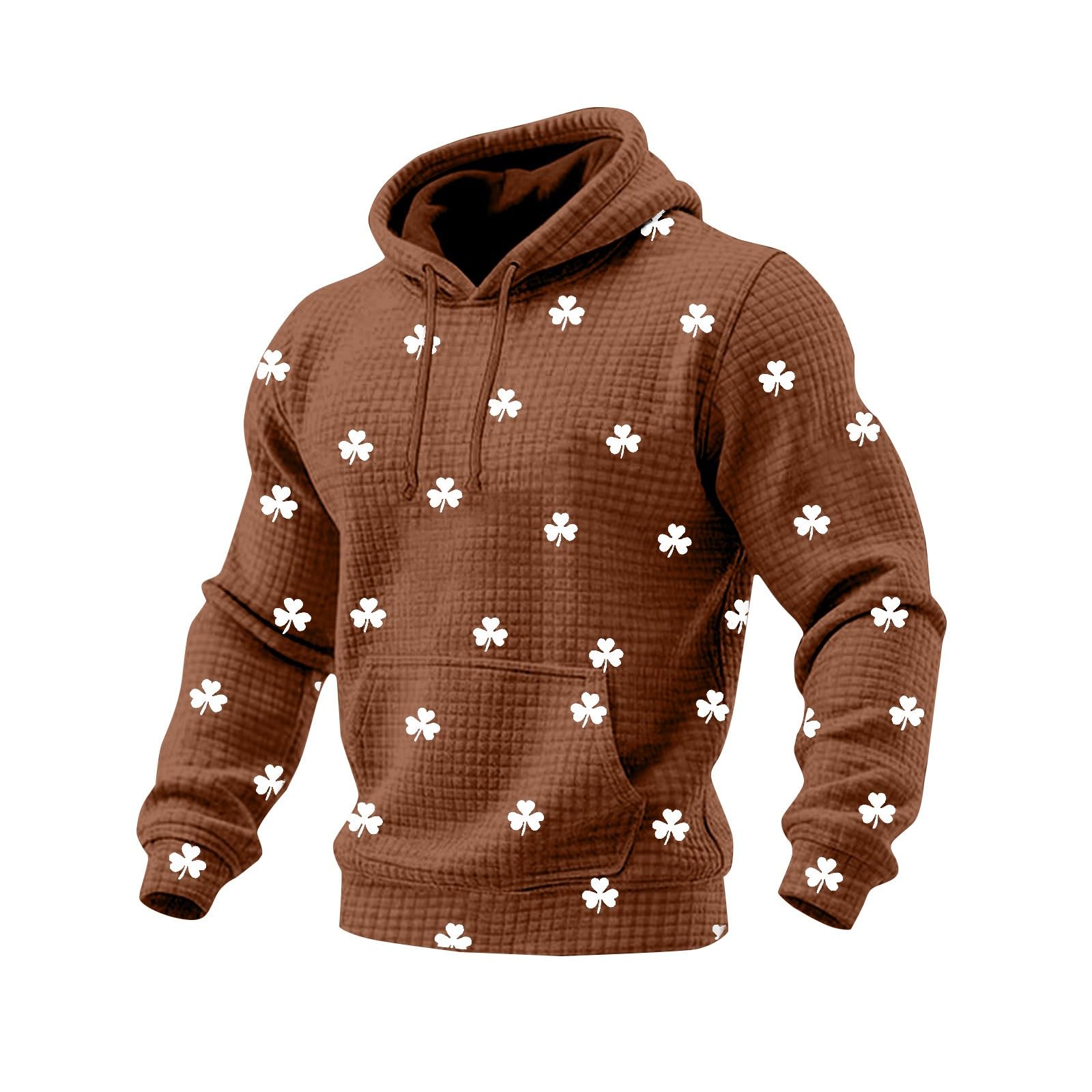 Ropa Anti UV Hombre Sudadera Deportiva E Informal con Capucha Y Estampado De Cuadros Pequeños para Adulto (Coffee, L) Marca Pijama Parejas Cremallera Sudaderas Hombres Verano Casual