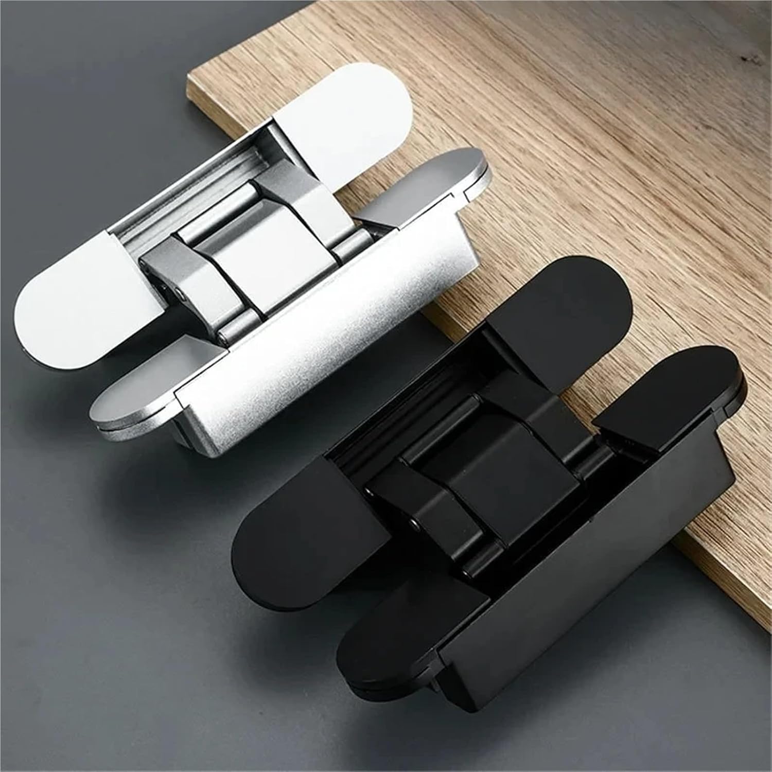 Heavy-Duty Wooden Door with 180 Degree Adjustable Hidden Hinge Accessories Concealed 1Pcs(2PCS 80KG-Black)
