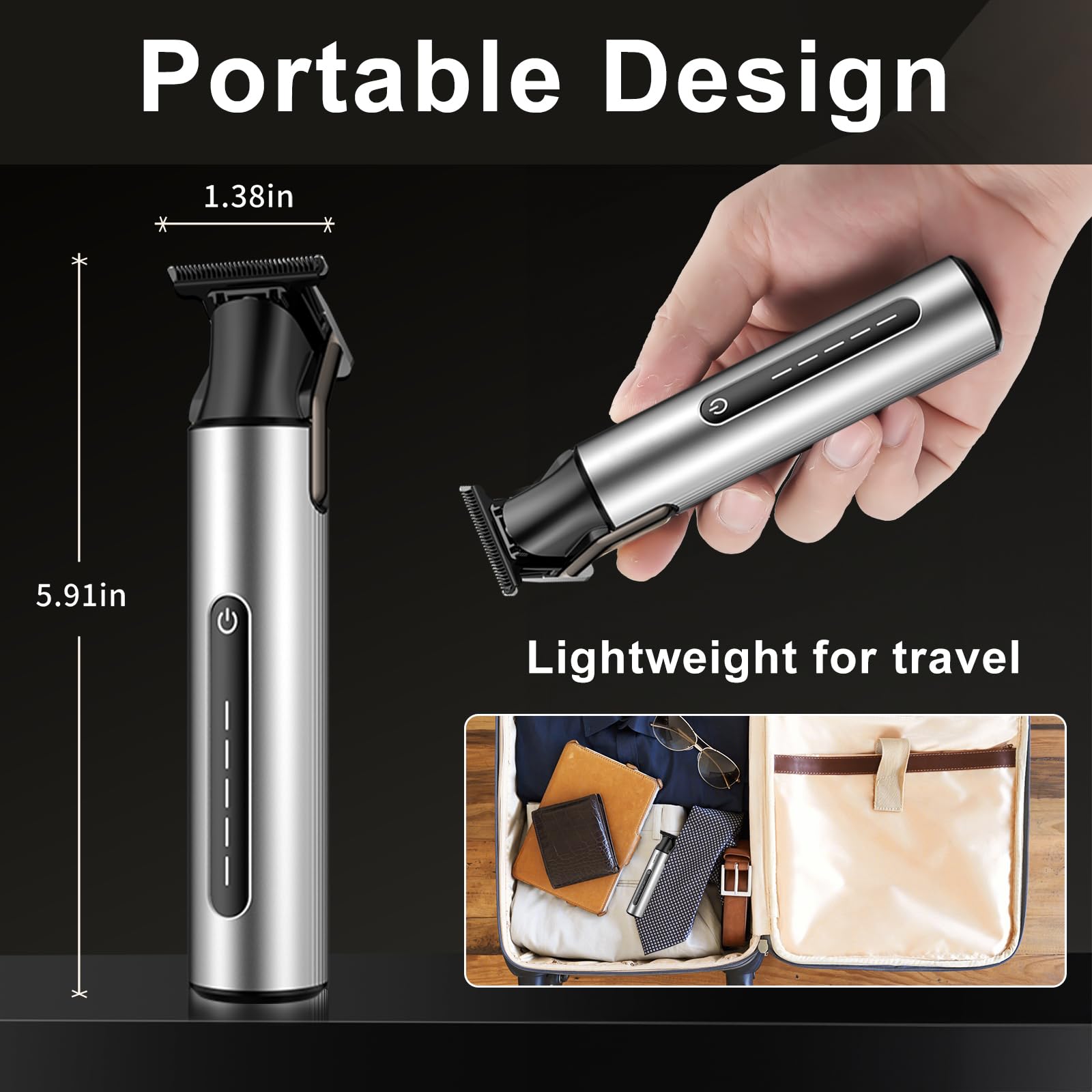 Regolabarba da uomo, tagliacapelli elettrico professionale, senza fili, barbiere senza fili, ricaricabile tramite USB, rasoi a T, tagliacapelli, 4 pettini guida, regali da uomo