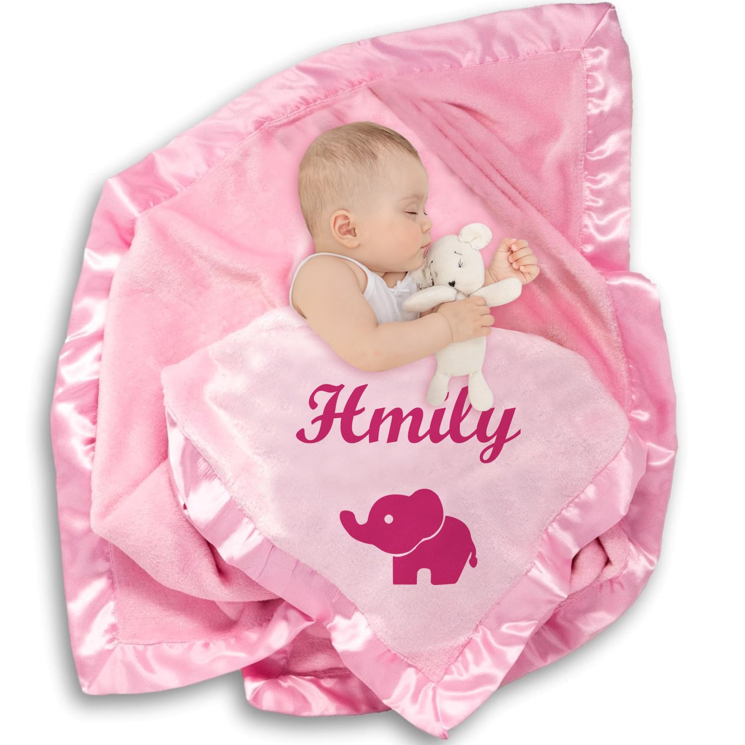 GUIRONG Personalized Baby Blanket, Customizable Name Blanket Gift for Baby Boy, Girl - Soft Swaddle, Blue, 35x35 Inch